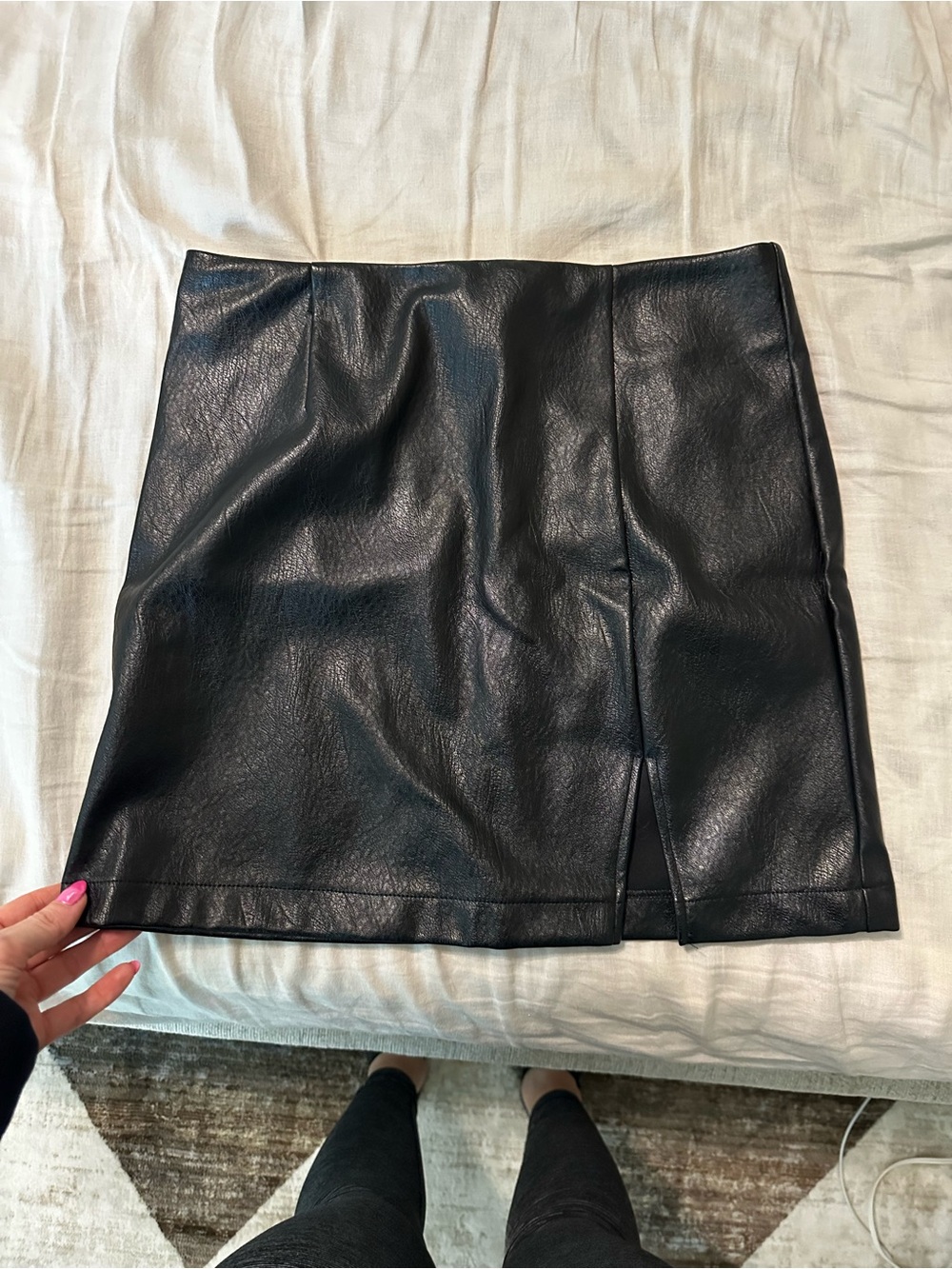 Black Faux Leather Mini Skirt - Classic Women's Skirt